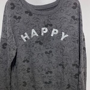 Disney Women's‎ Gray Mickey Mouse Pullover Long Sleeve Sweatshirts Size XL